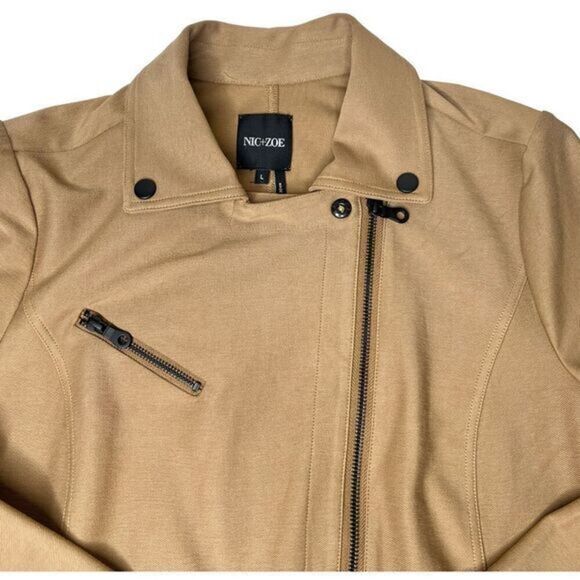 NIC+ZOE Moto Jacket Camel Color Cotton Blend Size Large‎ - Picture 4 of 9